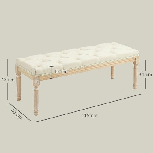 Wyld Haus Vero Vintage Style Natural and Cream Wooden Bed End Bench