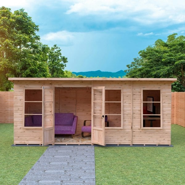 Shire 16x6 Dahlia Pent Summerhouse 12mm Shiplap interlock cladding