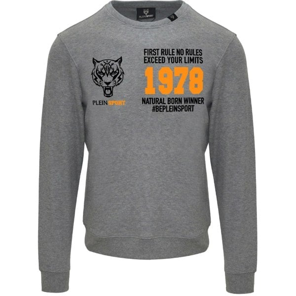 Plein Sport Orange Natural Born Winner Logo Grey Jumper S