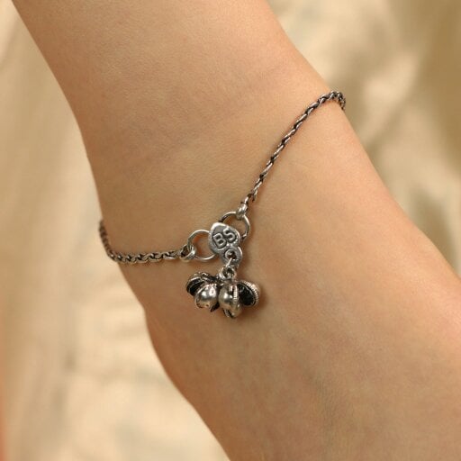 The Colourful Aura Oxidized Silver Plated Twisted Braid Chain Indian Asian Payal Anklet