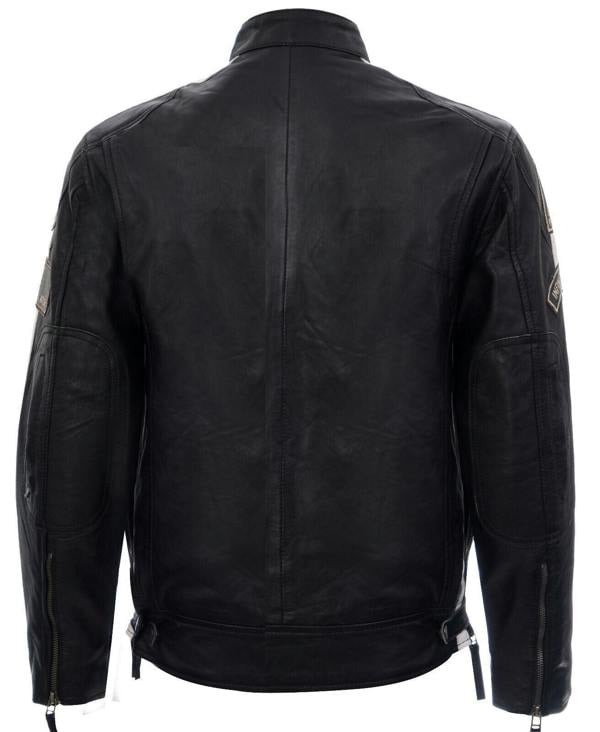 Infinity Leather Mens Racing Moto Badges Biker Leather Jacket