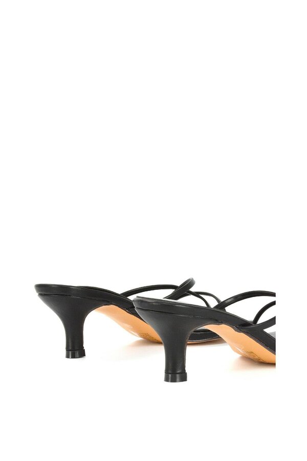 XY LONDON Strappy Square Toe Kitten Heel Slip on Mule Sandals