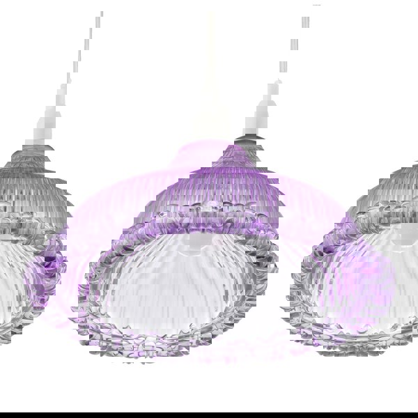 Modern Lilac Line Ribbed Glass Pendant Light Shade with Moulded Edge Image 5