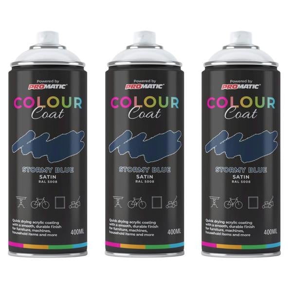 Colour Coat 3X Stormy Blue RAL 5008 Satin Spray Paint 400ml