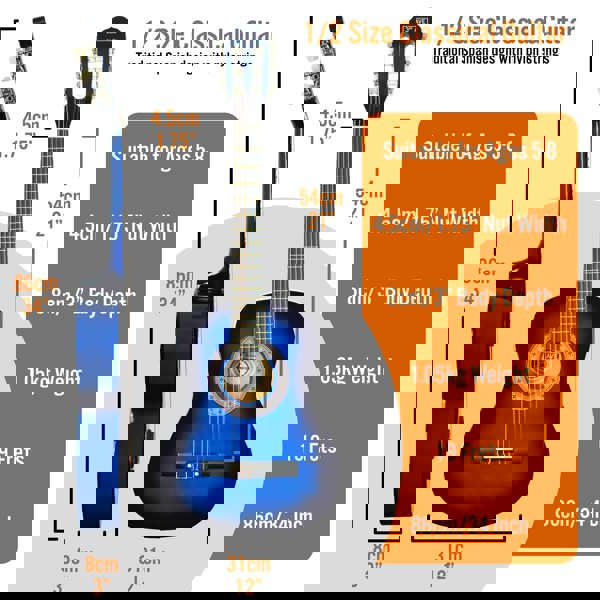 3rd Avenue 1/2 Size Classical Guitar Pack Blueburst Classical Guitars#Colour_Blueburst