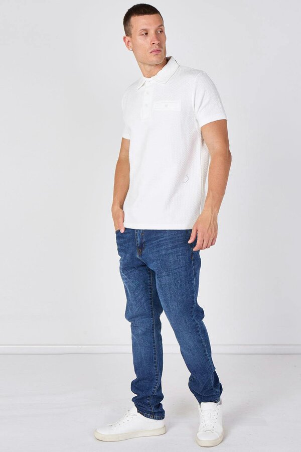 Textured Short Sleeve Polo Shirt