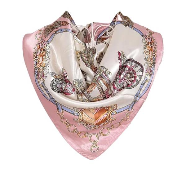 Anyyou Fashion Premium Satin Square Scarf – White Pink 562 Silk-Feel Neckwrap for Women