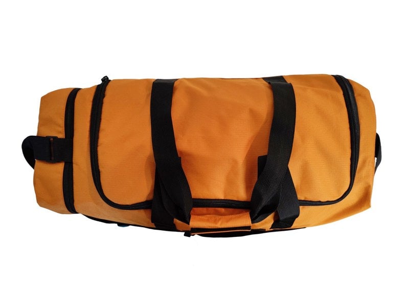 Orange 40L Holdall OLPRO view from above showing straps and handles