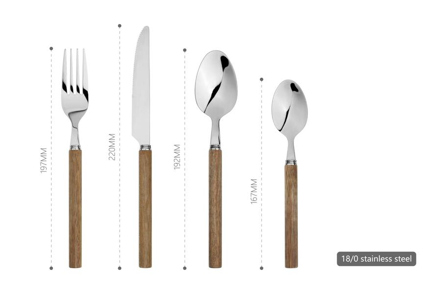 Cutlery Set Acacia Wooden Handle Stainless Steel