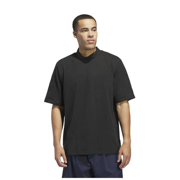 Adidas Mens Logo Mock Neck Loose T-Shirt - Black - 