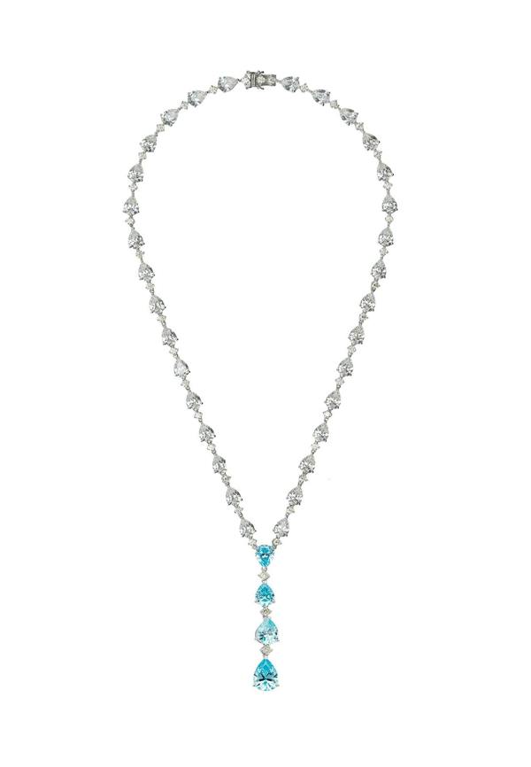 Latelita Elizabeth Statement Necklace Blue Topaz Silver