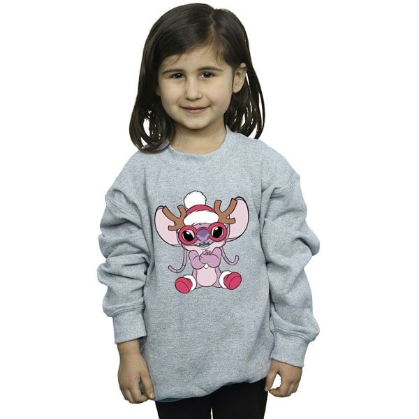 Disney Girls Lilo & Stitch Angel Reindeer Sweatshirt - Sports Grey