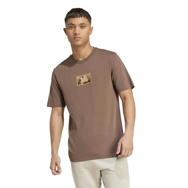 Adidas Mens Logo Cotton T-Shirt - Olive Print - 
