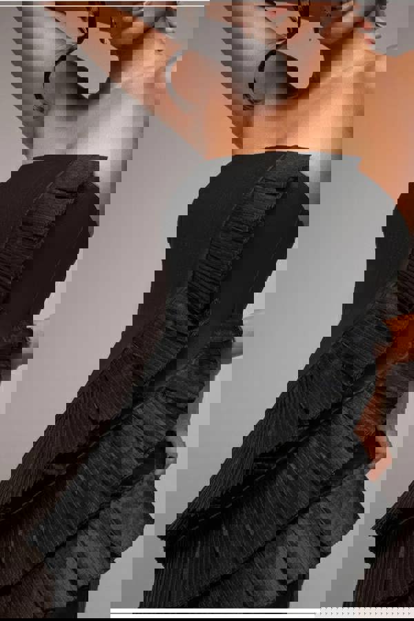 Fan Pleated Boobtube Scuba Crepe Mini - Black DR4100