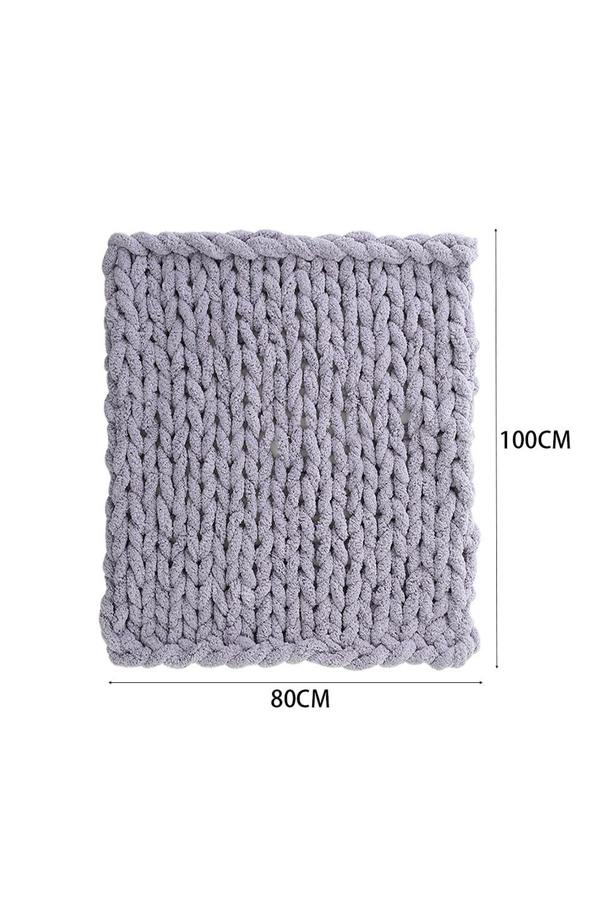 Living and Home Grey Chunky Knit Throw Blanket 80x100CM