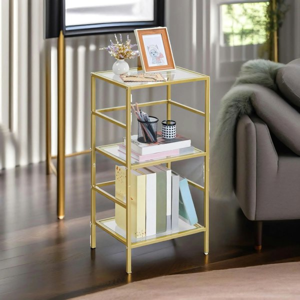 Rafaelo Mobilia Gold Glass 3 Tier Side Table