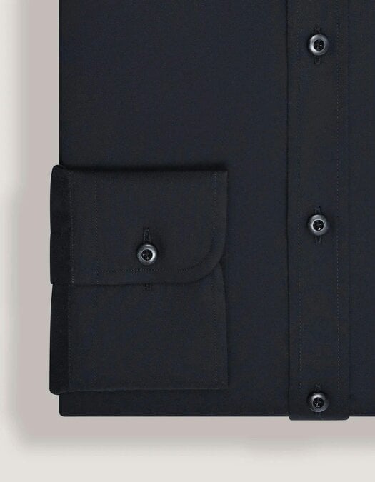 Men's Easy Iron Plain Black Dress Shirt
