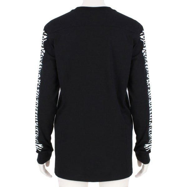 Proenza Schouler black long sleeve top with zebra print sleeves
