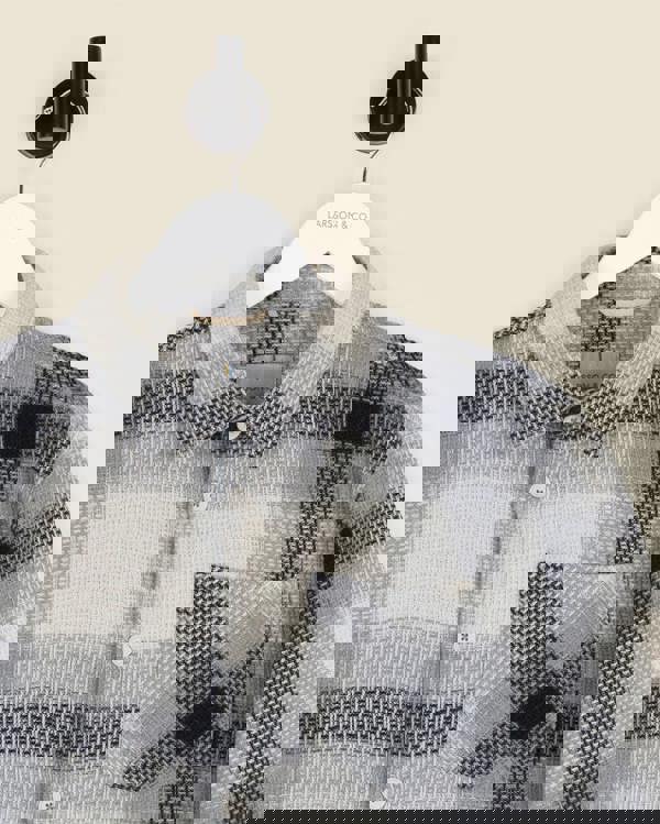 Larsson & Co Cream With Navy Check Textured Overshirt