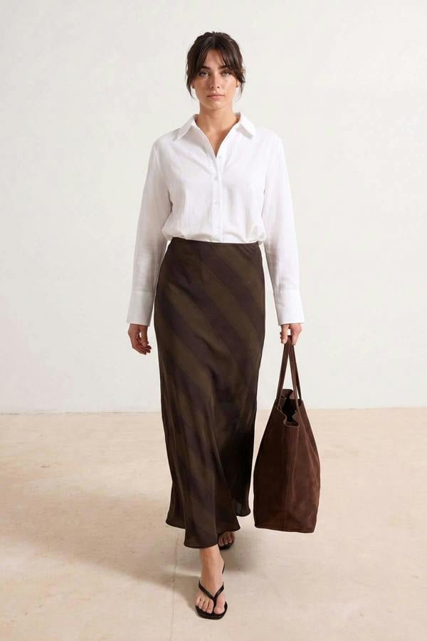 High Waist Checkered Maxi Skirt