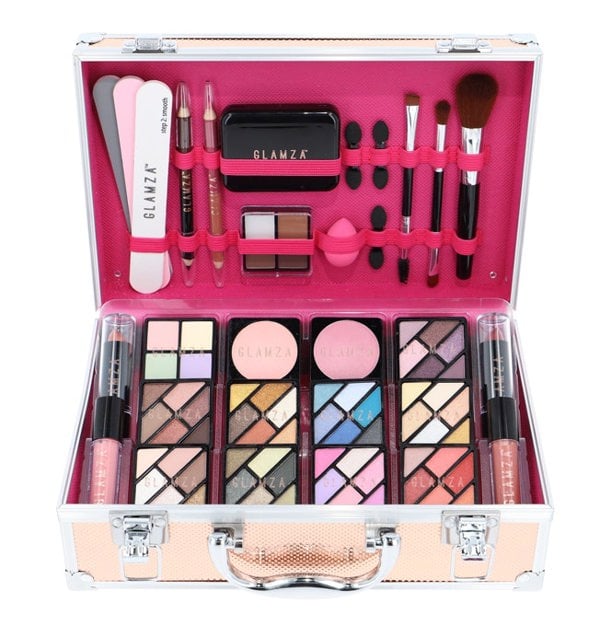 Glamza 84 Piece Hot to Handle Vegan Friendly Premium Makeup Kit Vanity Case