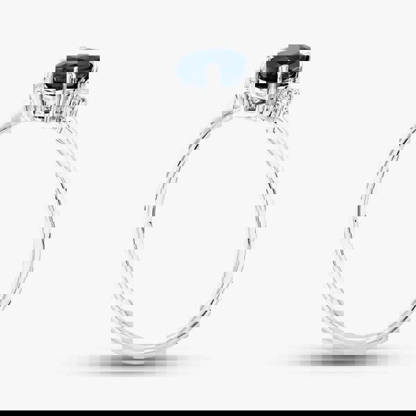 T. H. Baker 9ct White Gold 0.60ct Oval Cut Sapphire & 0.03ct Diamond Shoulder Set Solataire Ring THR40125-SD (WG)