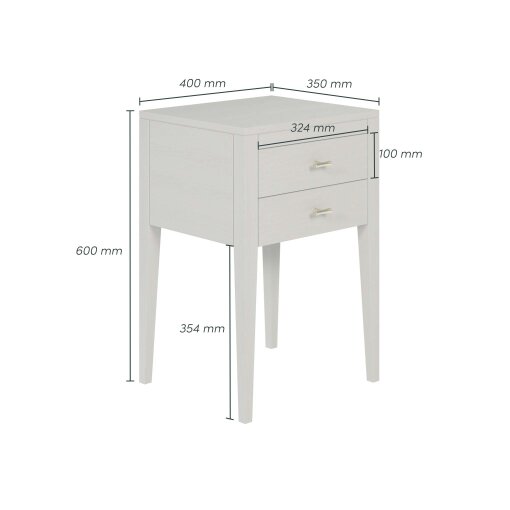 Wyld Haus Fortaleza Mist Grey Wood Grain 2 Drawer Bedside Table