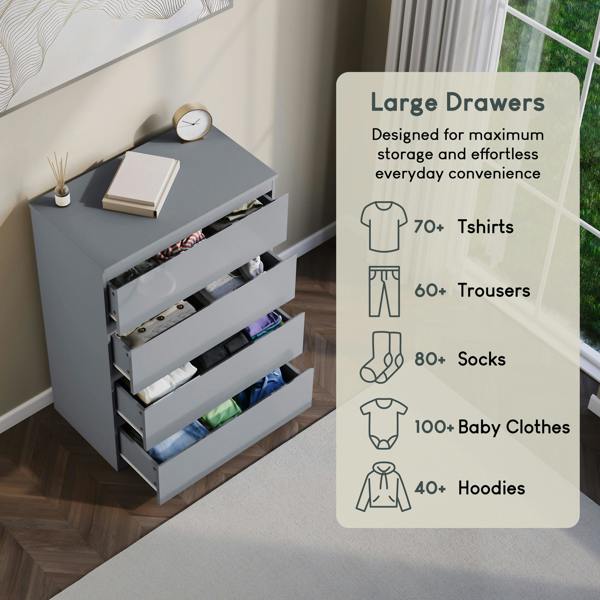 Vida Designs Glinton 4 Drawer Chest, Black