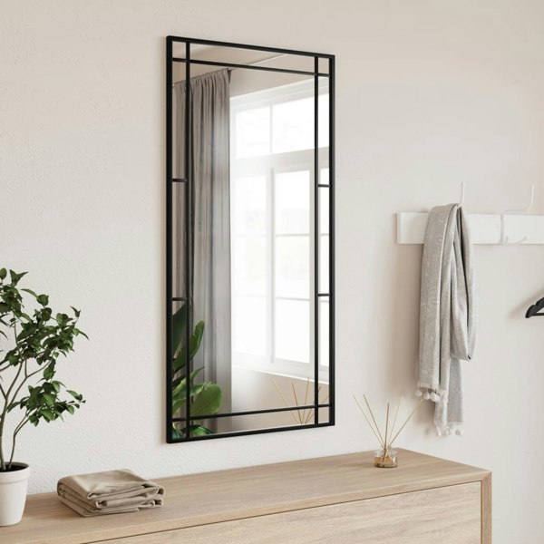 Berkfield Wall Mirror Black 50x100 cm Rectangle Iron