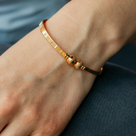 Gold Enamel Orange Ethnic Bangle