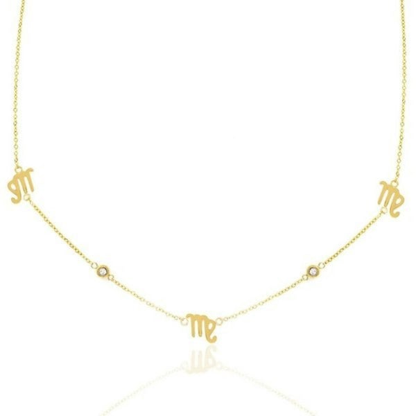 Say It With Virgo Necklace with CZ Stones - Yellow Gold Plated