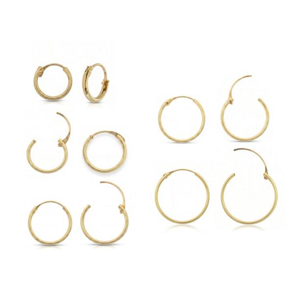 Spero London 9ct Solid Gold Hoop Earrings Set