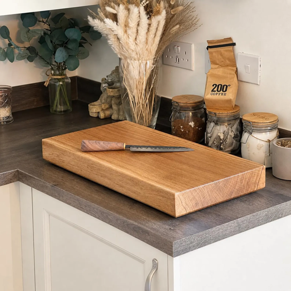 Giraffes & Craftz XXL Thick Oak Chopping Board Solid Butcher Block (The Great Oak)