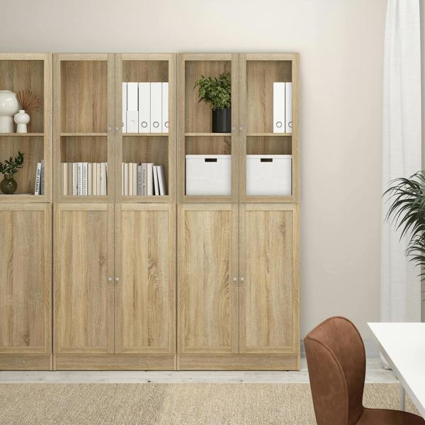 Furniture To Go Basic Tall Wide (4 Shelves) 4 Door Combination Unit in Oak