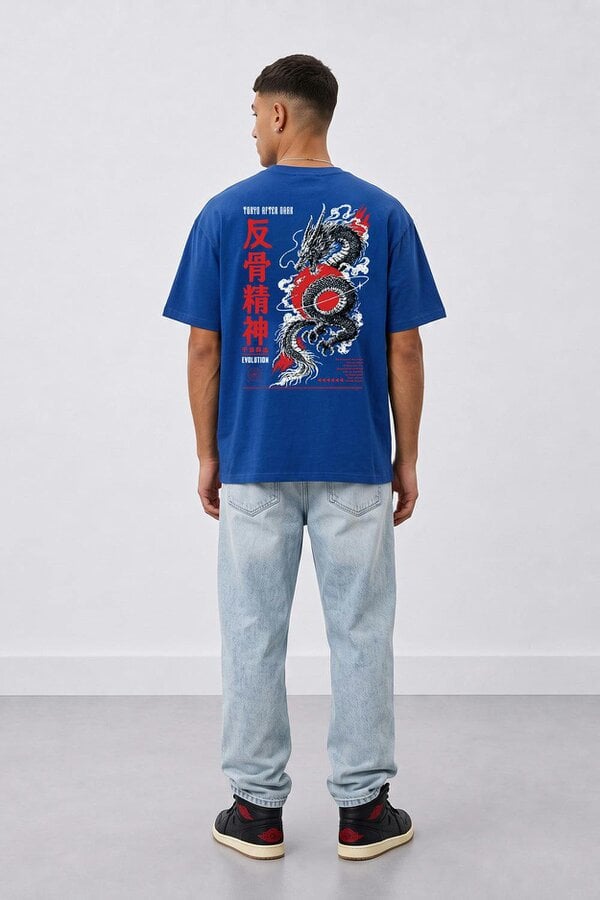 London Attitude Tokyo After Dark Dragon Oversized Heavyweight Graphic T-Shirt
