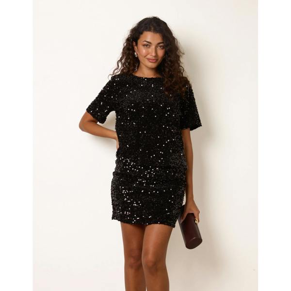 Blue Vanilla Velvet Sequin Tee