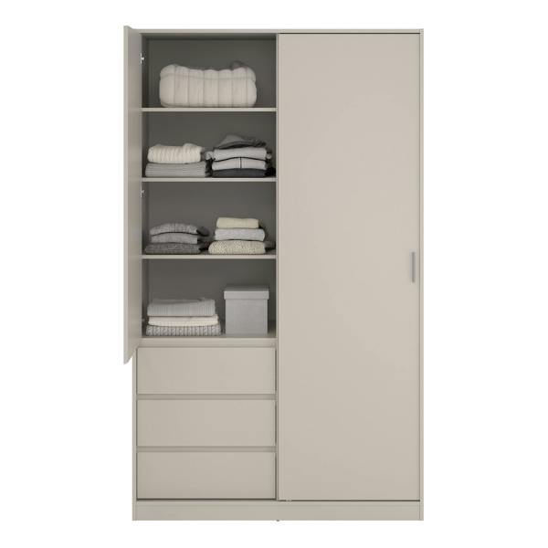 Furniture To Go Naia Wardrobe with 1 Sliding Door 1 Std Door & 3 Drawers in Cashmere