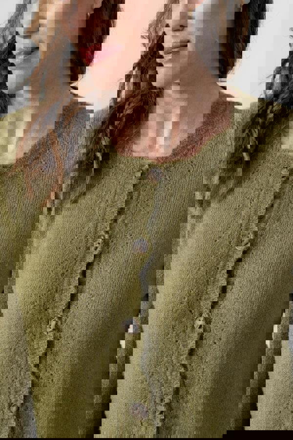 Lily & Me Layla Pointelle Knit Cardigan Moss