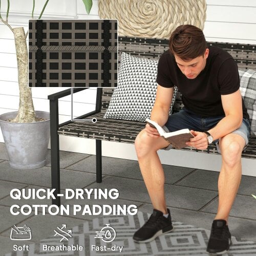 Wyld Haus Batare Rattan Grey 2 Seater Garden Bench With Armrests