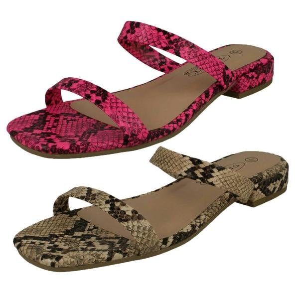 Spot On Ladies Spot On Snake Print Sandals F00254