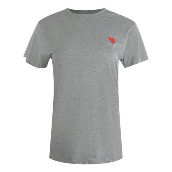 Moschino Love Moschino Small Red Heart Logo Grey T-Shirt
