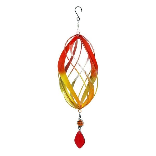 EDH Door Hardware Flame Red Metal Hanging Spinner – 40cm x 14cm | Wind-Powered Kinetic Garden Ornament | Outdoor Hanging Wind Spinner
