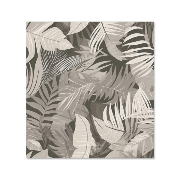 Warren Reed - Designer Grey Brown Tropical Leaves Kitchen Splashback