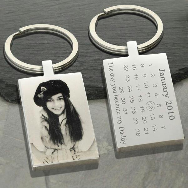 Christopher James of London Mirror Polished Special Date Calendar & Photo Engraved Keyring