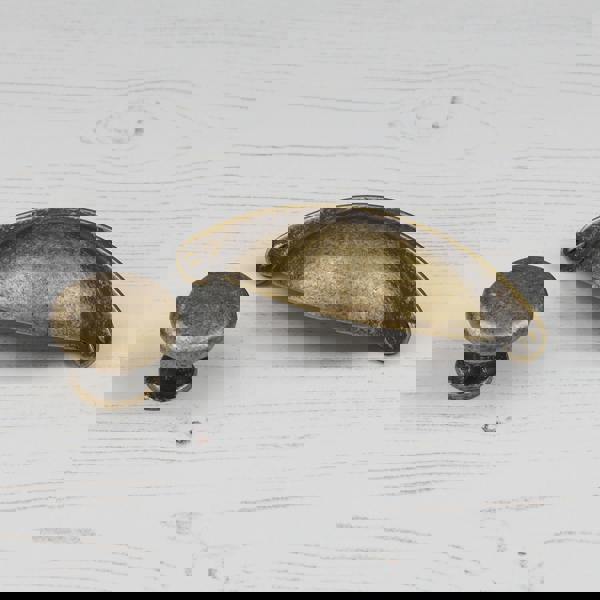 Handle & Home Antique Brass Cup Handle and Coordinating Knob