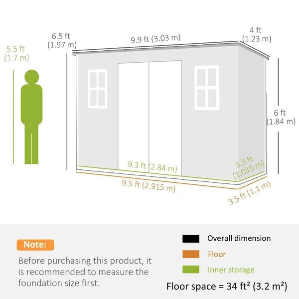 10 x 4 ft Resin Garden Shed, Outdoor Storage Shed with Floor, Windows, Lockable Doors and Vents, Grey