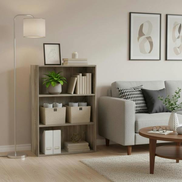 WALPLUS Pasir 3-Tier Open Shelf, Sonoma Oak | High Quality Decorative Wall Design