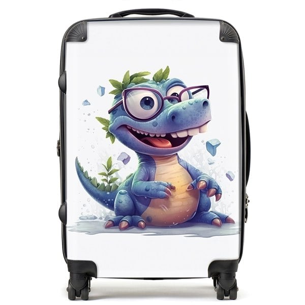 Warren Reed Happy Dinosaur With Glasses Suitcase