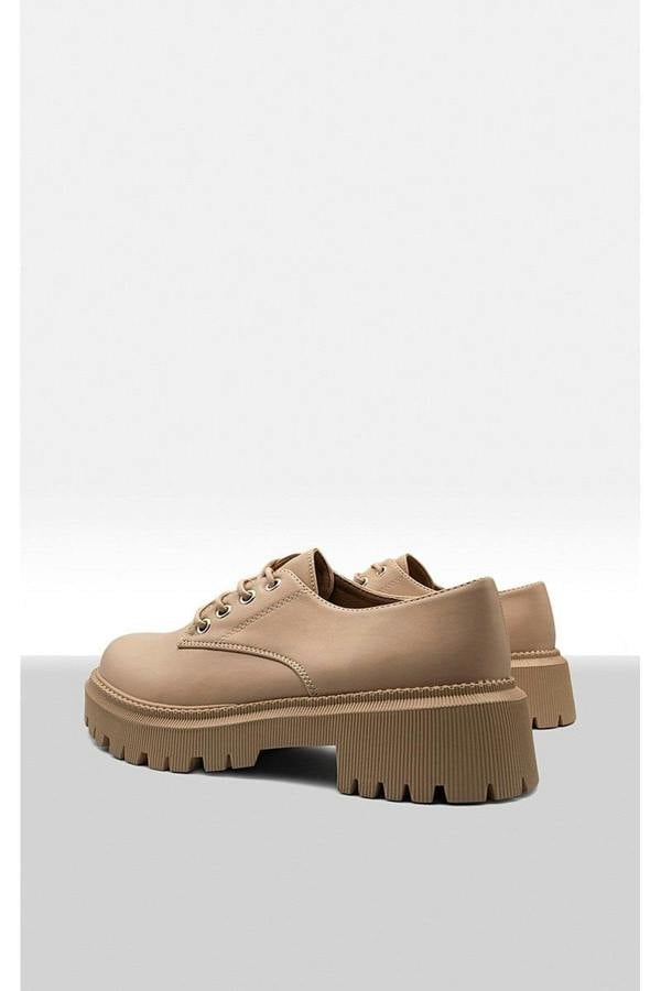 Nayla Chunky Faux Leather Derby Shoes - Nude