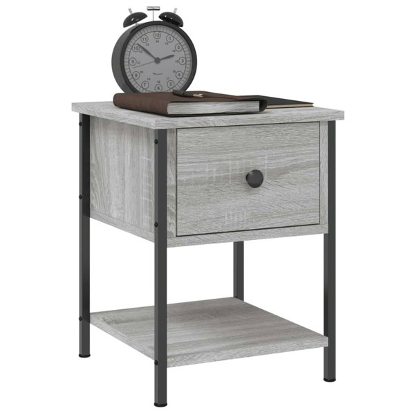 Berkfield Bedside Table Grey Sonoma 34x35.5x45 cm Engineered Wood